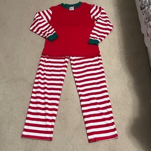 Festive Red and White Striped Cotton Pajama Set small holiday Christmas
